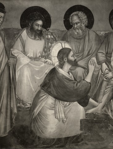 Alinari, Fratelli — Padova, Scrovegni. Giotto: Lavanda dei piedi (partic.) — particolare
